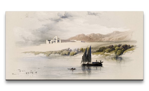 Remaster 120x60cm Ägypten Illustration Nil Landschaft Segelboot Kunstvoll Schön