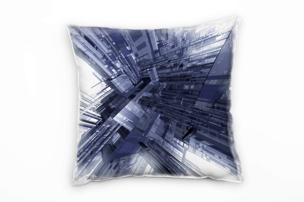 Abstrakt, schwarz, weiß, futuristisch, dreidimensional, Linien Deko Kissen 40x40cm für Couch Sofa Lo