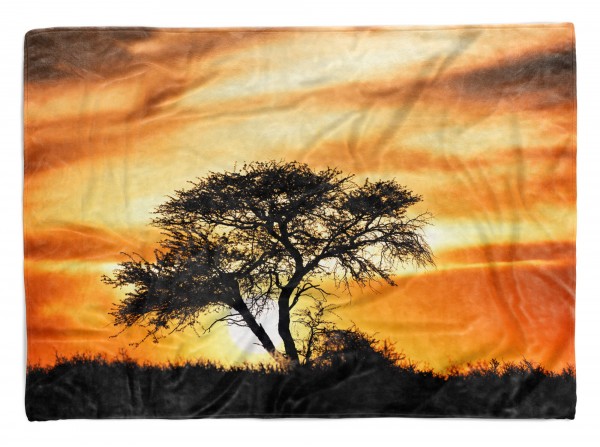 Handtuch Strandhandtuch Saunatuch Kuscheldecke mit Fotomotiv Baum Afrika Sonnen