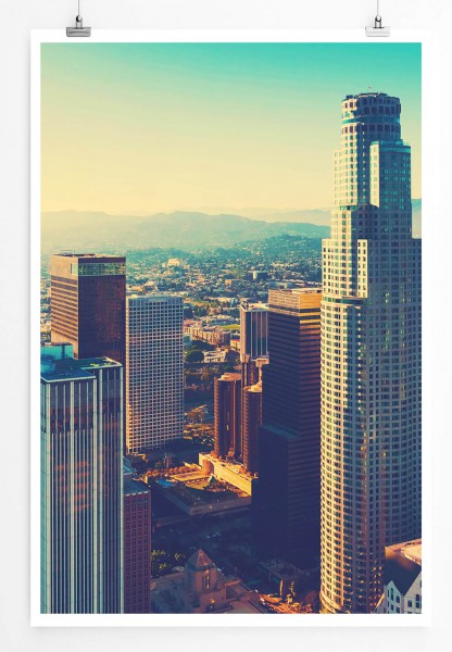 Urbane Fotografie  Downtown Los Angeles bei Sonnenaufgang 60x90cm Poster