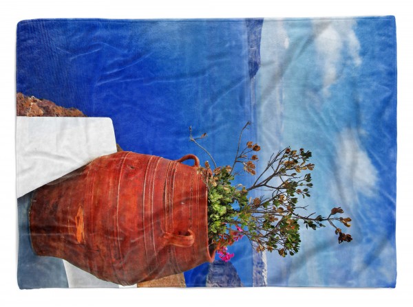 Handtuch Strandhandtuch Saunatuch Kuscheldecke mit Fotomotiv Santorini Griechen