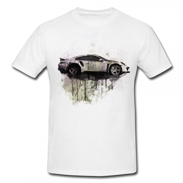 Stinger Porsche 991 II Premium Herren und Damen T-Shirt Motiv aus Paul Sinus Aquarell