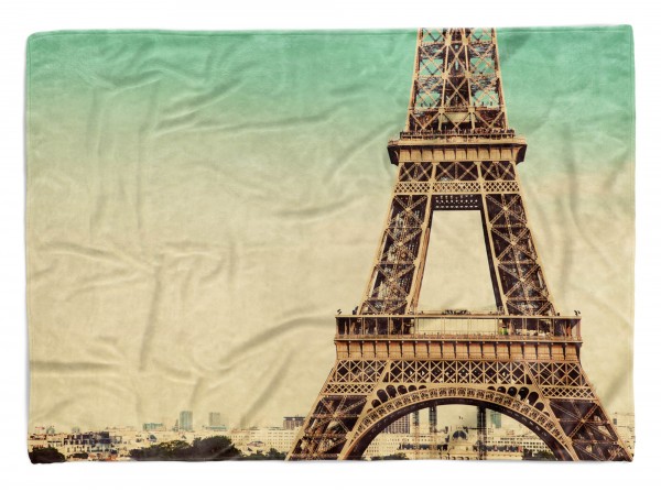 Handtuch Strandhandtuch Saunatuch Kuscheldecke mit Fotomotiv Eiffelturm Paris F