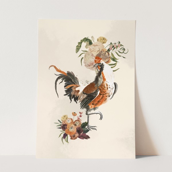 Vogel Motiv Hahn Blumen Kunstvoll Blumenstrauß Prachtvoll