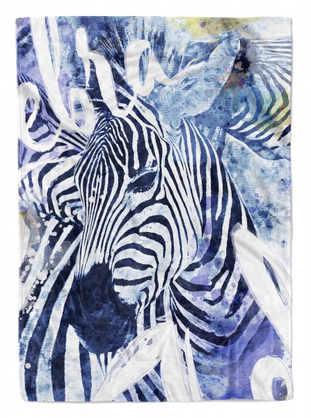 Handtuch Strandhandtuch Saunatuch Kuscheldecke SplashArt Tier Serie Kunstvoll Zebra Motiv