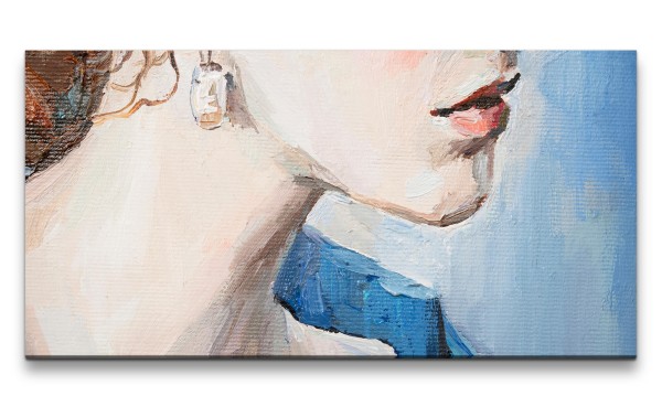 Leinwandbild 120x60cm Porträt einer Schönheit Malerisch Kunstvoll Lippen