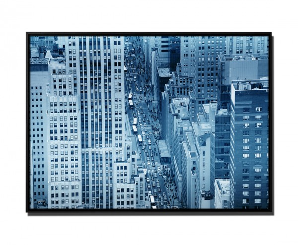 105x75cm Leinwandbild Petrol New York Manhattan Straße mit Wolkenkratzer