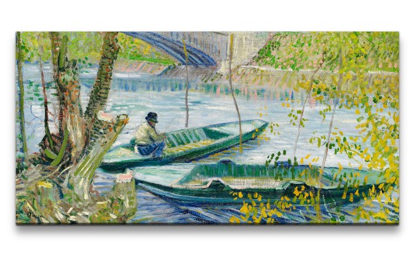 Remaster 120x60cm Vincent van Gogh Impressionismus Weltberühmtes Gemälde Fishing in Spring Zeitlos