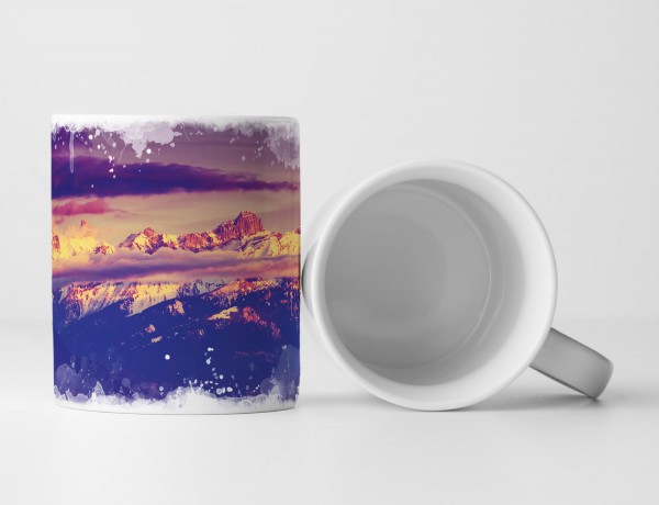 Tasse Geschenk Sonnenuntergang über den Alpen