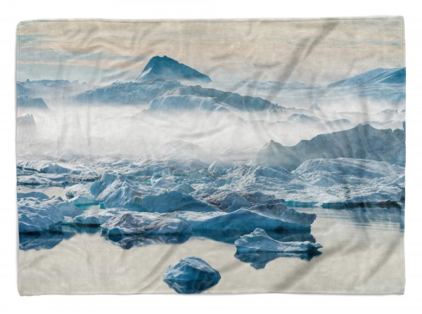 Handtuch Strandhandtuch Saunatuch Kuscheldecke mit Fotomotiv Eisberge Kälte Nebel