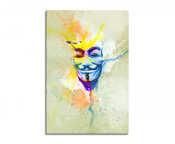 Anonymous Maske 90x60cm Aquarell Art Leinwandbild