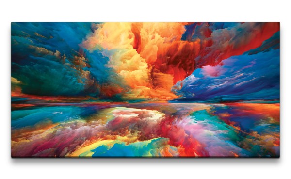 Leinwandbild 120x60cm Fantasievoll Wolken Meer Horizont Zauberhaft Farbenfroh