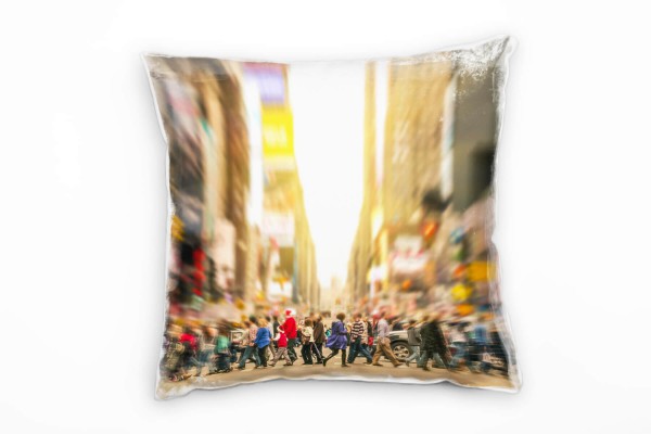Urban, Menschen, Bewegung, Hochhäuser, bunt Deko Kissen 40x40cm für Couch Sofa Lounge Zierkissen
