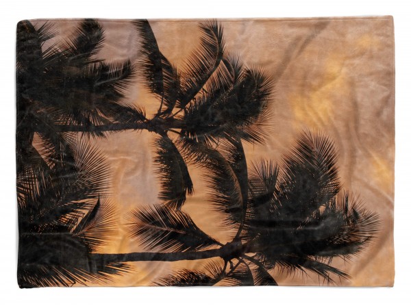 Handtuch Strandhandtuch Saunatuch Kuscheldecke mit Fotomotiv Palmen Himmel Aben
