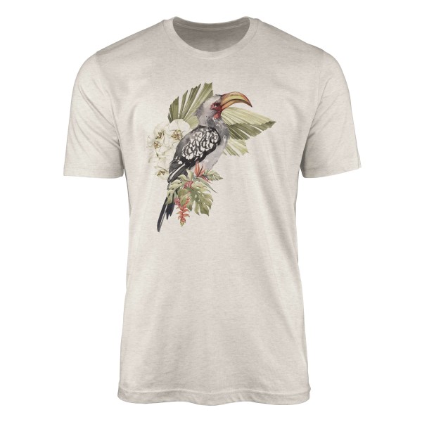 Herren Shirt Organic T-Shirt Aquarell Motiv Nashornvogel Bio-Baumwolle Ökomode Nachhaltig Farbe