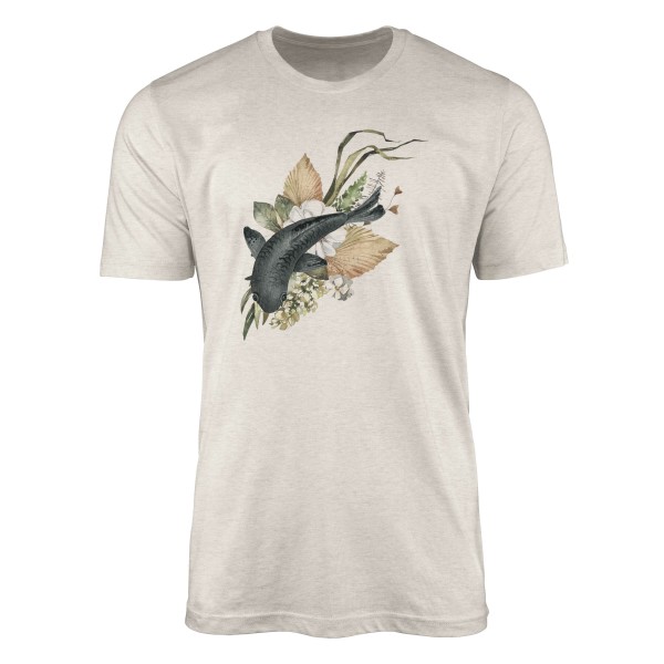 Herren Shirt 100% gekämmte Bio-Baumwolle T-Shirt Blumen Koi Wasserfarben Motiv Nachhaltig Ökomode a
