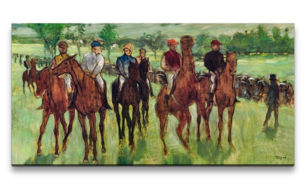 Remaster 120x60cm Edgar Degas weltberühmtes Wandbild The Riders zeitlose Kunst Pferde
