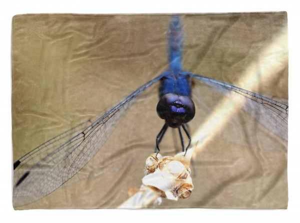 Handtuch Strandhandtuch Saunatuch Kuscheldecke mit Tiermotiv blaue Libelle Naha