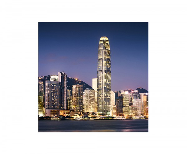 80x80cm Hong Kong Skyline Nacht Gebäude