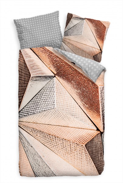 Abstrakt 3D Metall Dreiecke Glanz Bettwäsche Set 135x200 cm + 80x80cm Atmungsaktiv