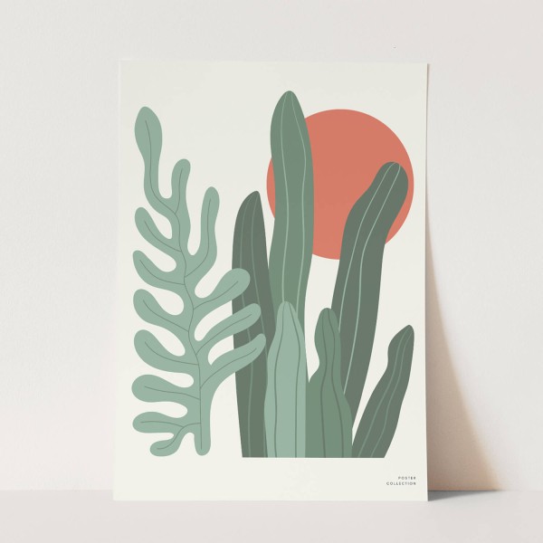Grafik Dekorativ Modern Pflanzen Kaktus Sonne