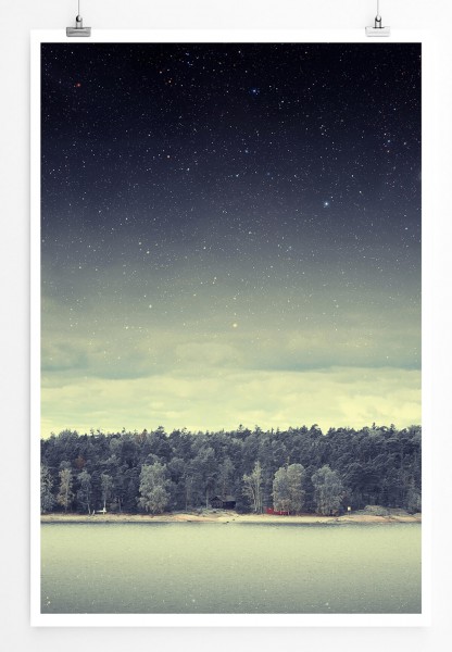 Landschaftsfotografie 60x90cm Poster Sterne in Anthrazit