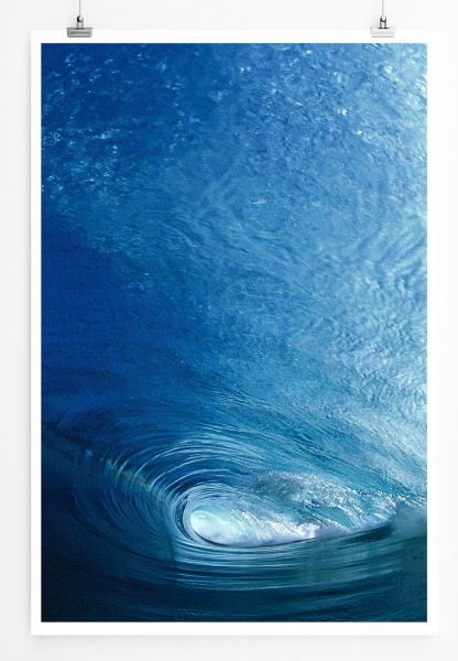 90x60cm Poster Fotografie In einer Meereswelle