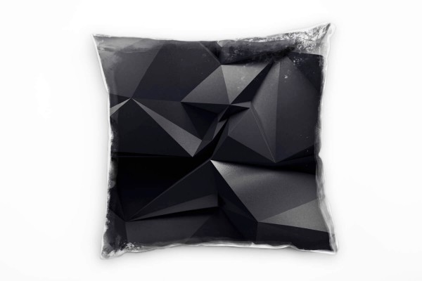 Abstrakt, schwarz, grau, dreidimensional , Spitzen Deko Kissen 40x40cm für Couch Sofa Lounge Zierkis