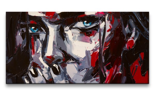 Leinwandbild 120x60cm Abstraktes Frauen Porträt Kunstvoll Augen Spachtel
