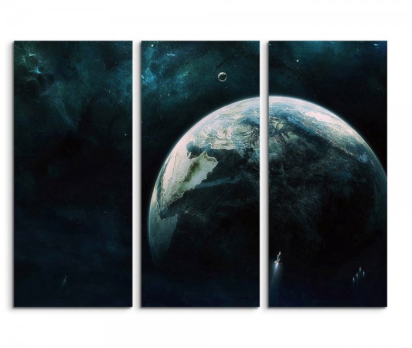 Planet And Spaceships Fantasy Art 3x90x40cm