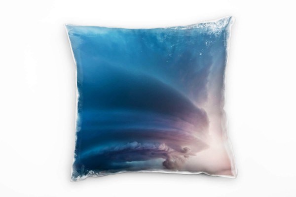 Natur, blau, rosa, Blitz, Unwetter, Naturkatastrophe Deko Kissen 40x40cm für Couch Sofa Lounge Zierk