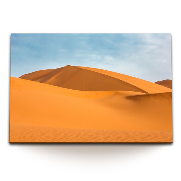 120x80cm Wandbild auf Leinwand Wüste Sand Sanddünen Sahara blauer Himmel
