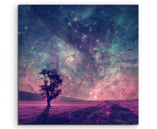 Künstlerische Fotografie – Fantastische Milchstraße mit Baum auf Leinwand