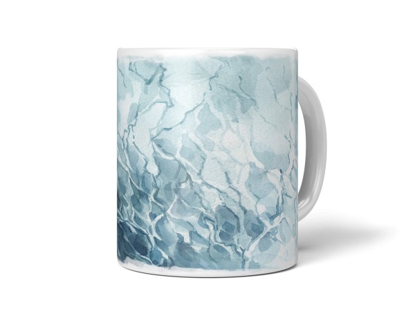 Dekorative Tasse mit schönem Motiv Wasserfarben Blau Muster Design Wasser Kunstvoll