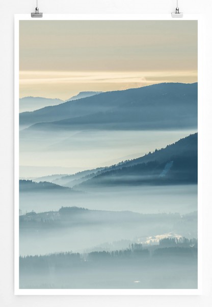 60x90cm Poster Landschaftsfotografie  Gebirge im Nebel