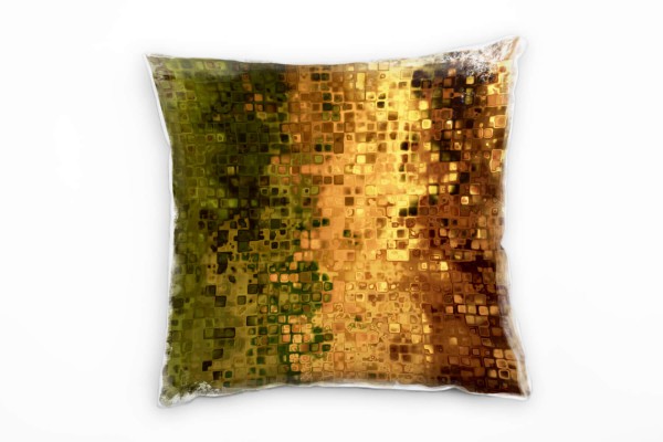 Abstrakt, Pixel, Reflexion, grün, gold, braun Deko Kissen 40x40cm für Couch Sofa Lounge Zierkissen