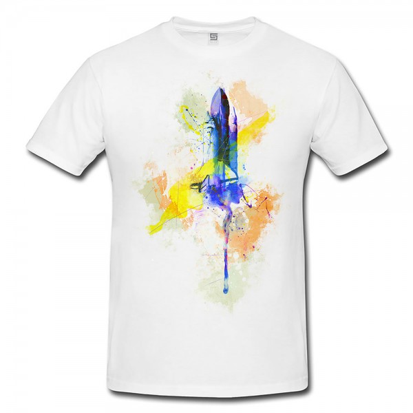 Nasa Rakete Herren T- Shirt , Stylisch aus Paul Sinus Aquarell Color