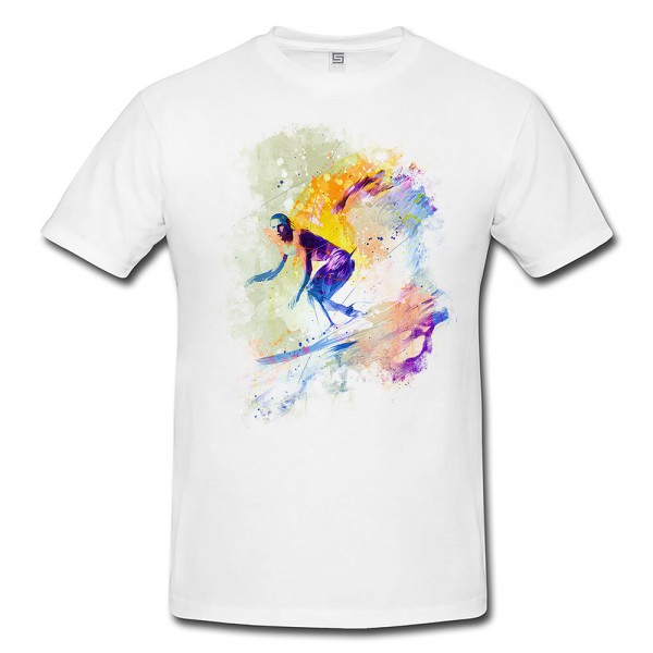 Surfer Herren und Damen T-Shirt Sport Motiv aus Paul Sinus Aquarell