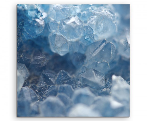 Künstlerische Fotografie  Blaue Quartzkristalle auf Leinwand exklusives Wandbild moderne Fotografie