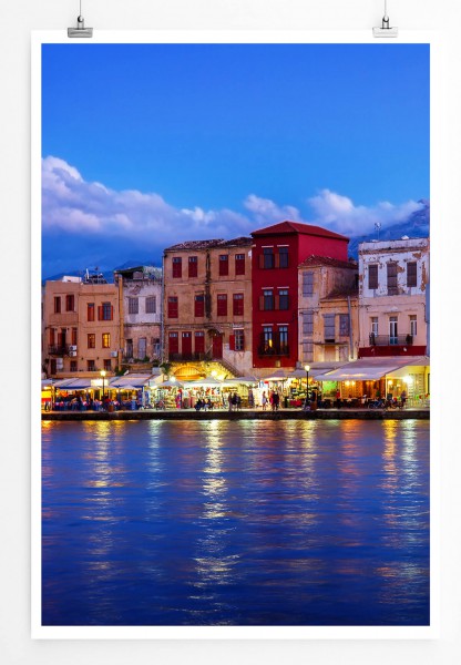 Landschaftsfotografie  Hafen auf Kreta bei Nacht 60x90cm Poster