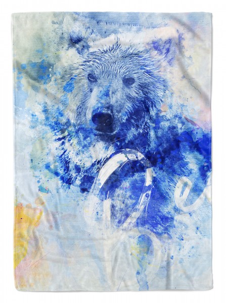 Handtuch Strandhandtuch Saunatuch Kuscheldecke SplashArt Tier Serie Kunstvoll Bear Motiv