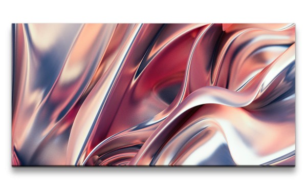 Leinwandbild 120x60cm 3d Art Wellen Fluid Metallic Glänzend Modern Dekorativ