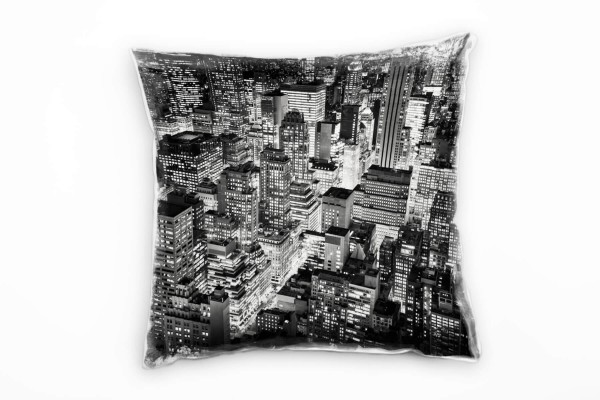 City, New York, Nacht, Hochhäuser, grau Deko Kissen 40x40cm für Couch Sofa Lounge Zierkissen