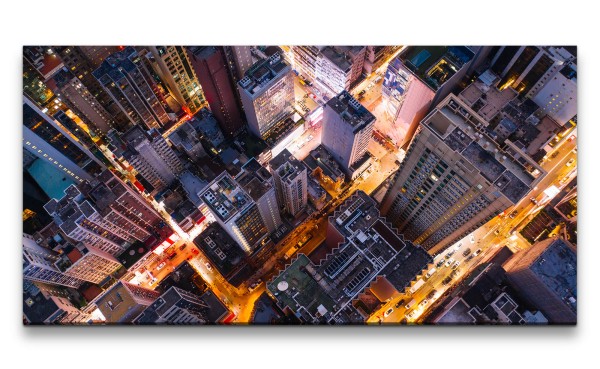 Leinwandbild 120x60cm New York aus der Vogelperspektive Wolkenkratzer Großstadt