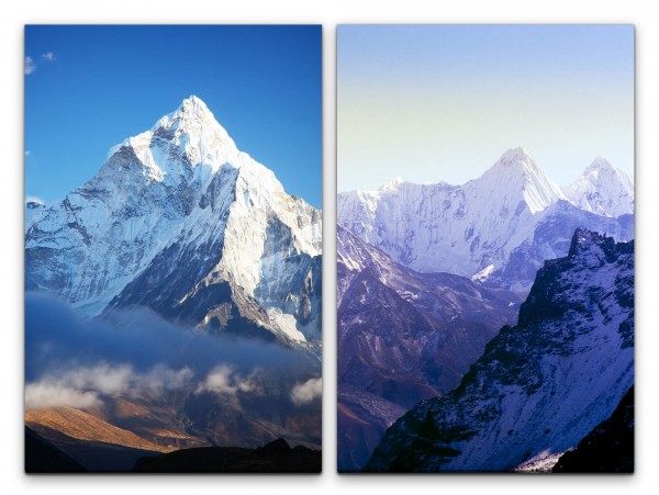 2 Bilder je 60x90cm Gebirge Berge Himalaja Schneegipfel Stimmig Majestätisch Ruhe