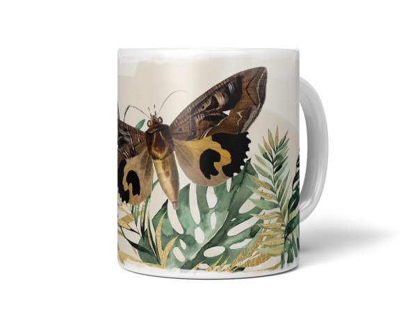 Dekorative Tasse mit schönem Motiv Schmetterling Pflanzen Tropisch Vintage Kunstvoll