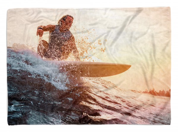 Handtuch Strandhandtuch Saunatuch Kuscheldecke mit Fotomotiv Surfer Wellenreite