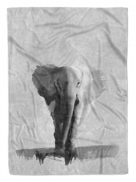 Handtuch Strandhandtuch Saunatuch Kuscheldecke Grau Elefant Motiv