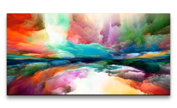 Leinwandbild 120x60cm Himmel Erde Abstrakt Fantasievoll Wolken Farbenfroh