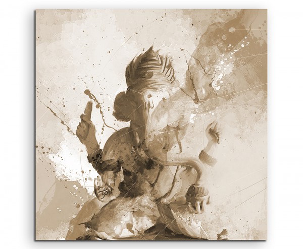 Ganesha 60x60cm Aquarell Art Leinwandbild Sepia